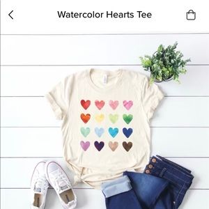 Watercolor Valentine hearts t shirt XS by Beadsbee Boutique
